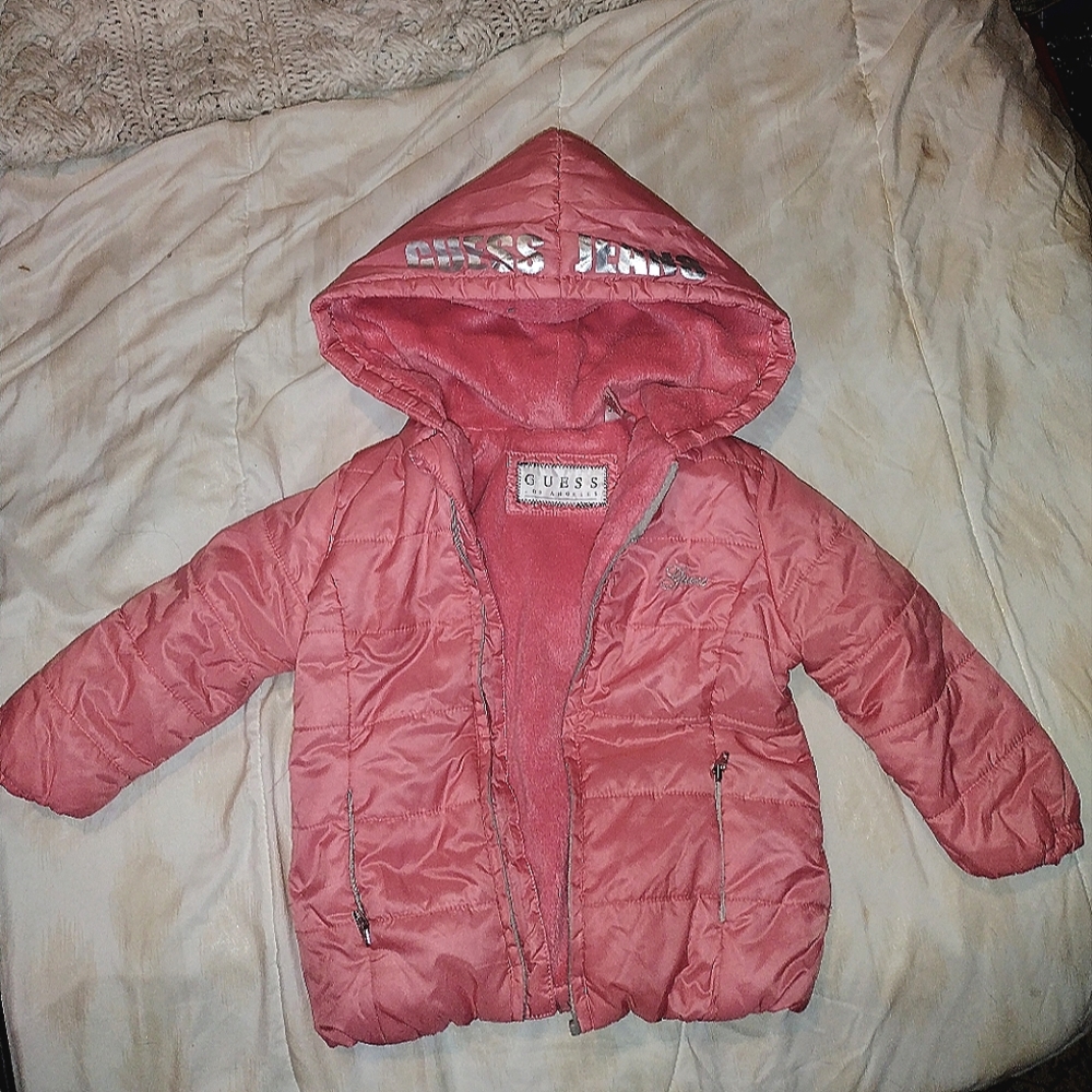 Guess puffer pink jacket